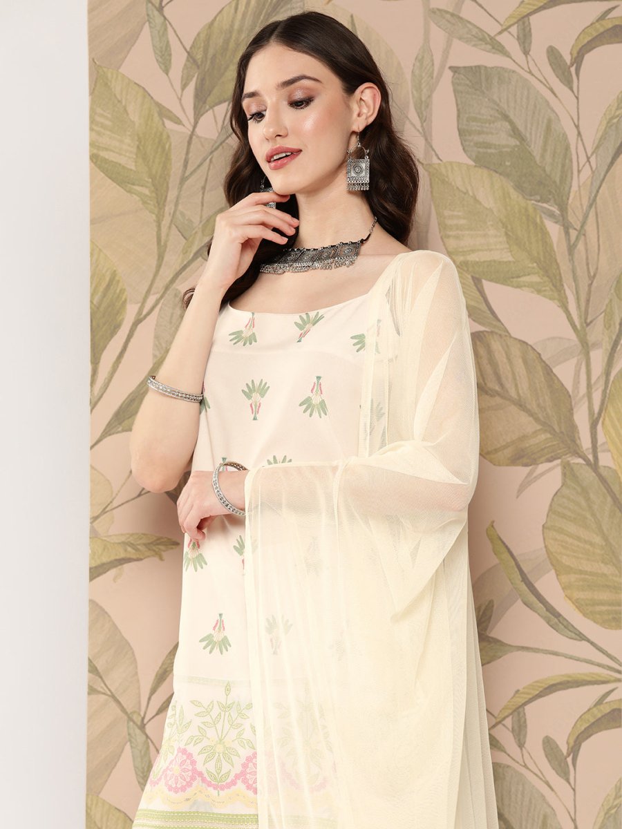 Ahalyaa Women Floral Printed Regular Kurti with Sharara & With Dupatta | Grocsy