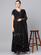 Ahalyaa Solid Black Kurta with Sharara Set | Grocsy