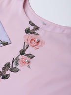 Ahalyaa Pastel Pink Floral Print Kurta With Sharara & Dupatta | Grocsy