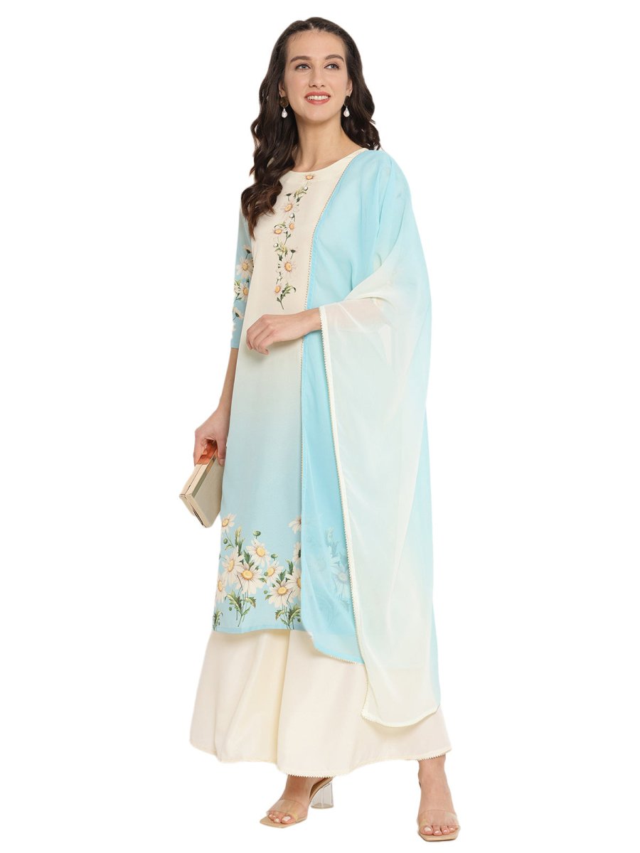 Ahalyaa Printed Sharara Kurta Dupatta Set | Grocsy