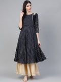 Ahalyaa Navy-Blue Printed Straight Kurta | Grocsy
