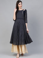 Ahalyaa Navy-Blue Printed Straight Kurta | Grocsy