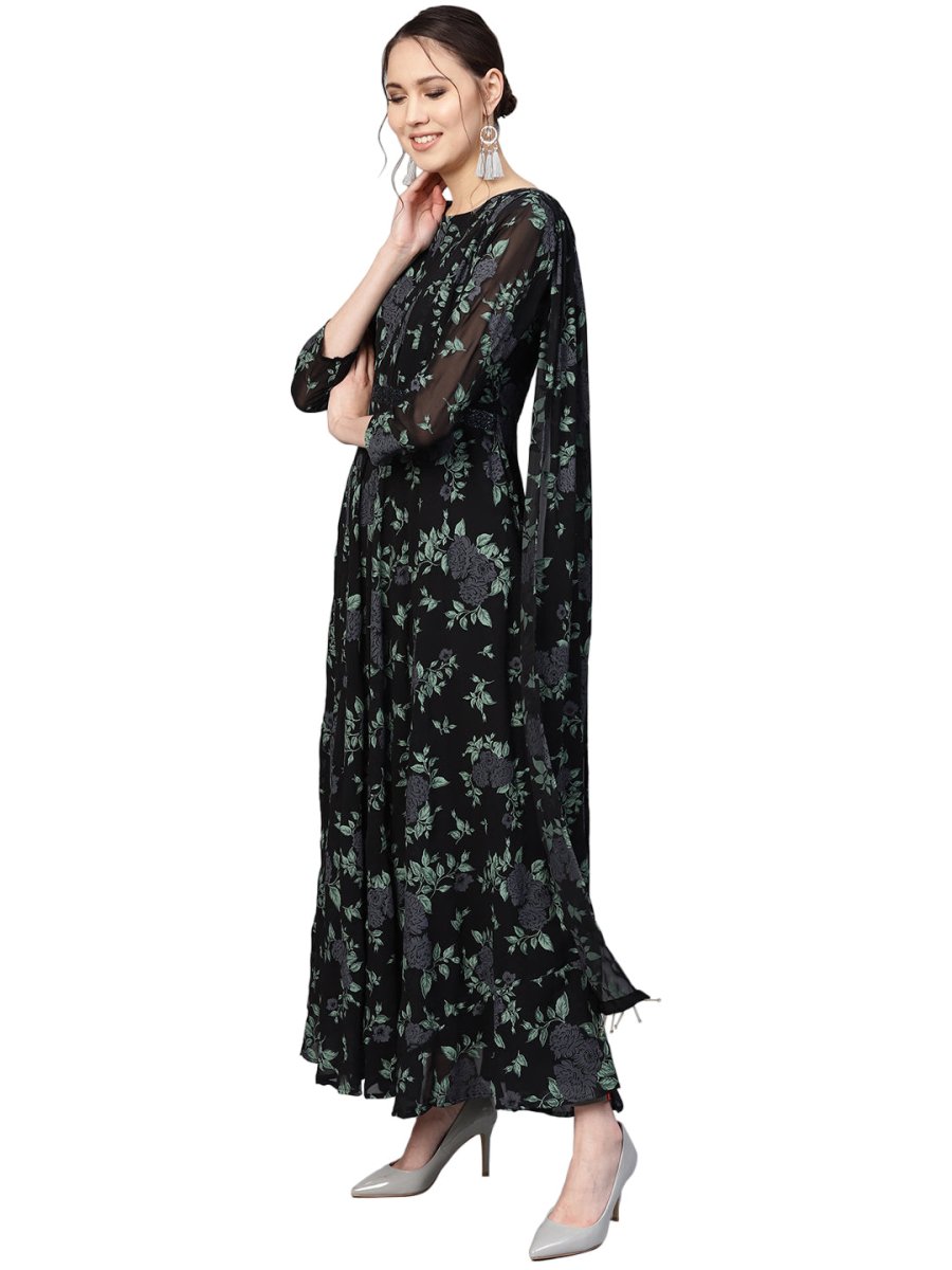 Ahalyaa Women's Flared Georgette Kurta | Grocsy