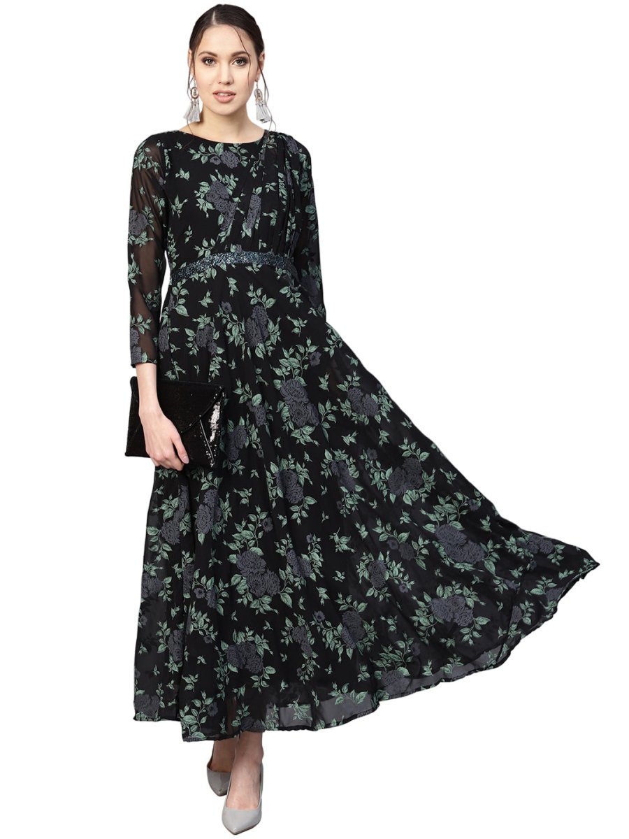 Ahalyaa Women's Flared Georgette Kurta | Grocsy