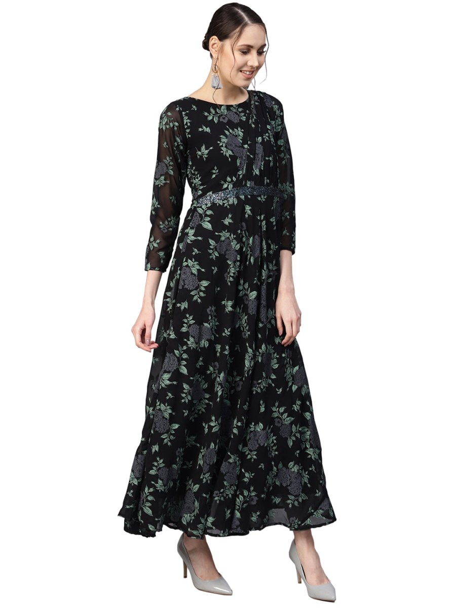 Ahalyaa Women's Flared Georgette Kurta | Grocsy