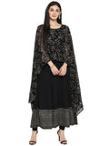 Ahalyaa Women Black Printed Anarkali Beautiful Kurta | Grocsy