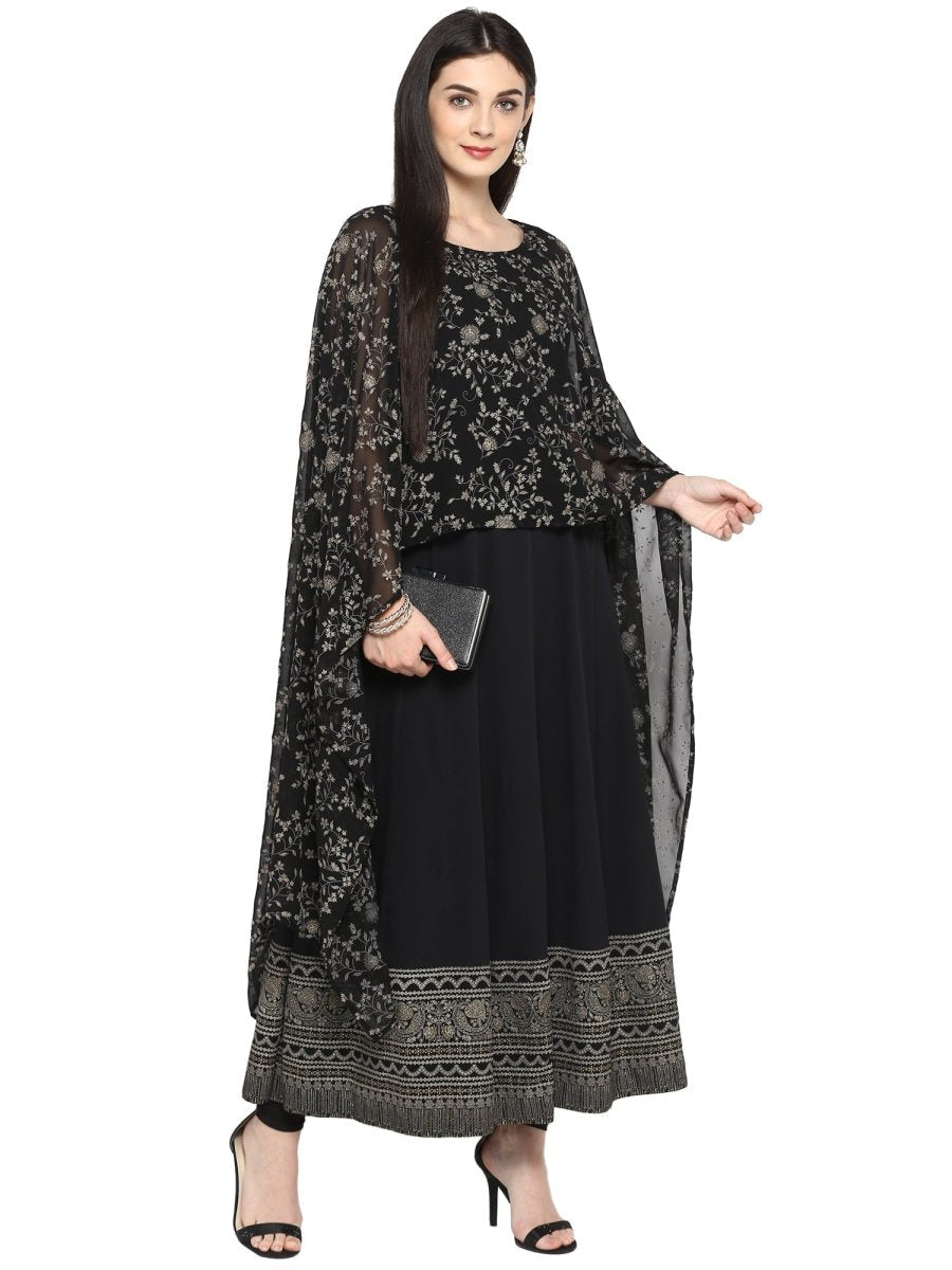 Ahalyaa Women Black Printed Anarkali Beautiful Kurta | Grocsy