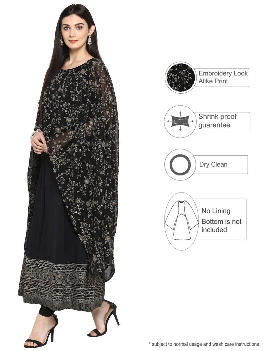Ahalyaa Women Black Printed Anarkali Beautiful Kurta | Grocsy