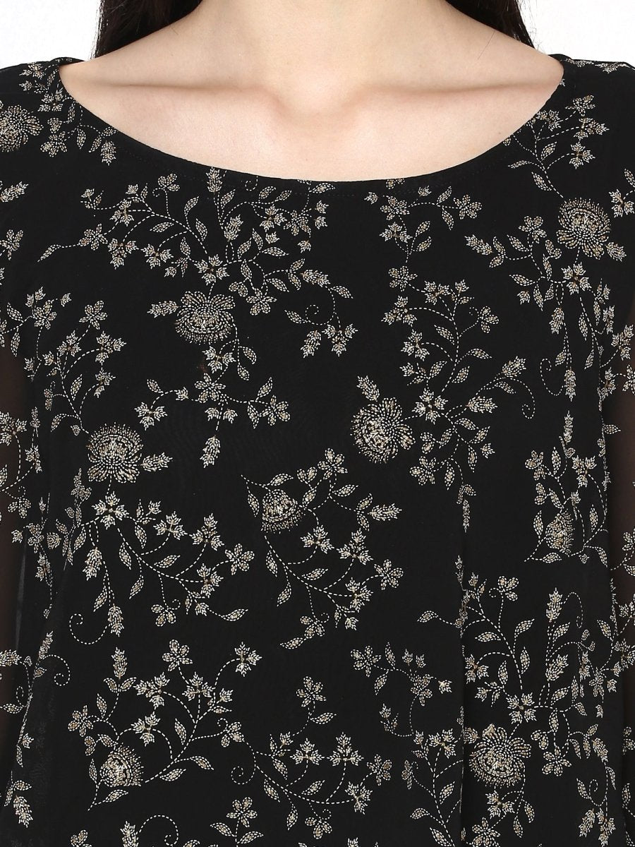 Ahalyaa Women Black Printed Anarkali Beautiful Kurta | Grocsy