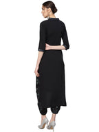Ahalyaa Women Black & Green Solid Kurta with Harem Pants | Grocsy