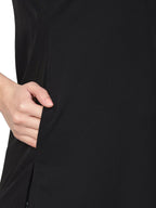 Ahalyaa Women Black & Green Solid Kurta with Harem Pants | Grocsy
