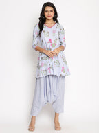 Ahalyaa Beautiful Crepe Printed Top With Harem Pant | Grocsy