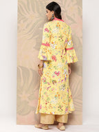 Ahalyaa Floral Printed Bell Sleeves Gotta Patti Crepe Kurta | Grocsy
