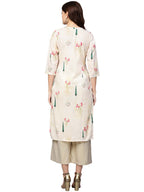 Ahalyaa Beige Printed Straight Kurta For Women | Grocsy