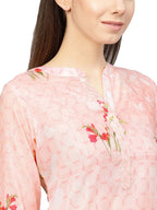 Ahalyaa Printed Floral Muslin Straight Kurta For Women | Grocsy