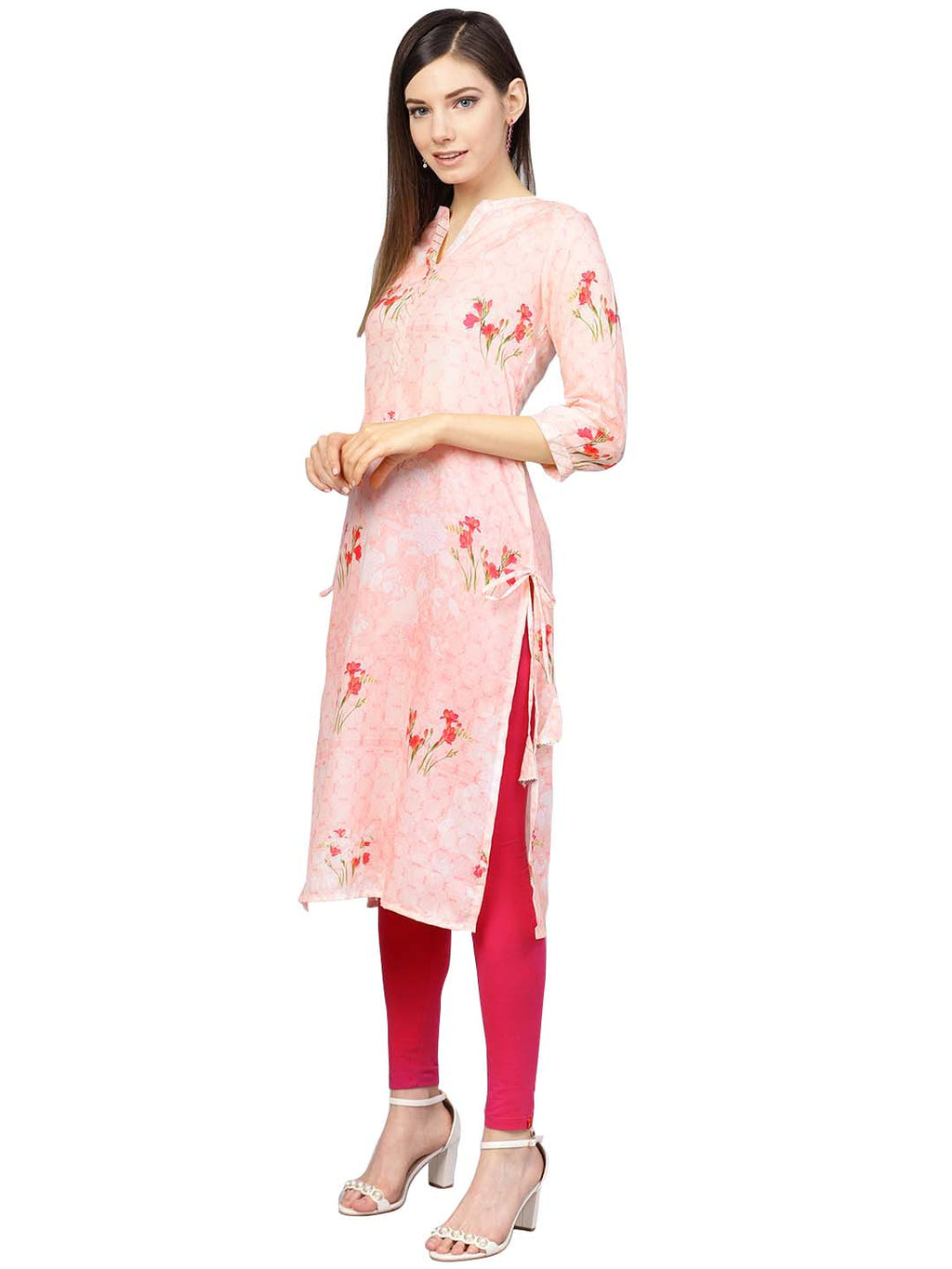 Ahalyaa Printed Floral Muslin Straight Kurta For Women | Grocsy