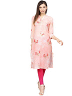 Ahalyaa Printed Floral Muslin Straight Kurta For Women | Grocsy
