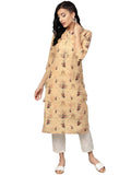 Ahalyaa Beige Dusty Print Straight Kurta For Women | Grocsy