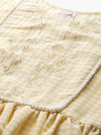 Ahalyaa Yellow & White Checked A-Line Top | Grocsy