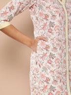 Ahalyaa Women Pink Floral Printed Pleated Gotta Patti Kurta with Palazzos | Grocsy