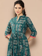 Ahalyaa Women Floral Printed Pleated Kurta with Trousers | Grocsy