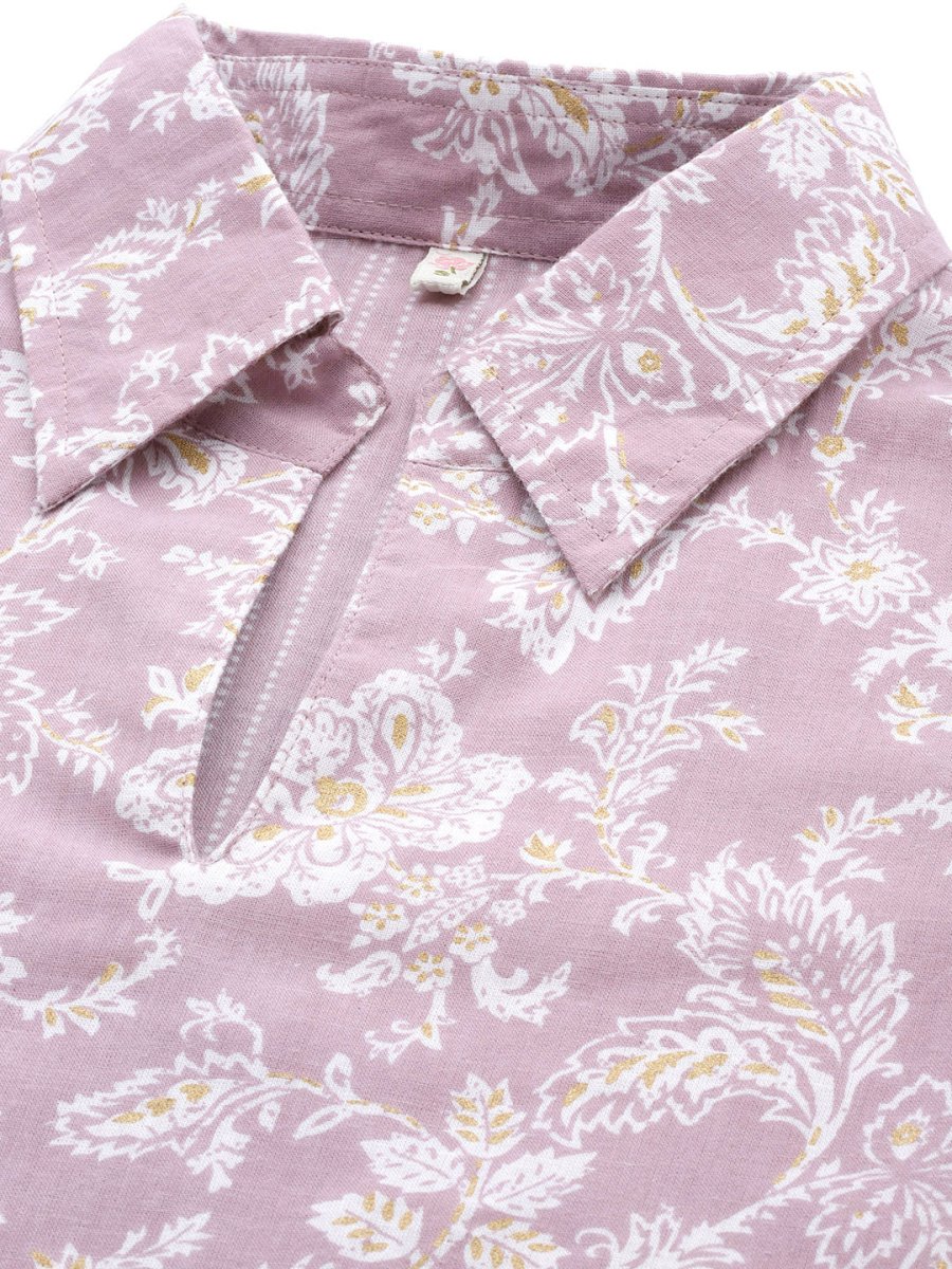 Ahalyaa Floral Printed Regular Gotta Patti Pure Cotton Kurta With Salwar | Grocsy