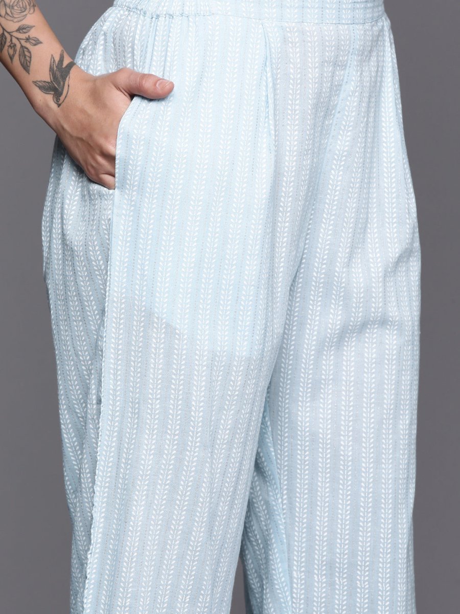 Ahalyaa Floral Printed Regular Pure Cotton Kurta With Palazzos | Grocsy