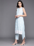 Ahalyaa Floral Printed Regular Pure Cotton Kurta With Palazzos | Grocsy