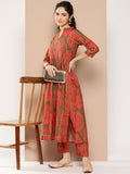 Ahalyaa Women Floral Printed Pleated Gotta Patti Kurta with Trousers | Grocsy