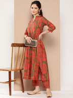 Ahalyaa Women Floral Printed Pleated Gotta Patti Kurta with Trousers | Grocsy
