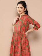 Ahalyaa Women Floral Printed Pleated Gotta Patti Kurta with Trousers | Grocsy
