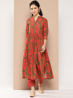 Ahalyaa Women Floral Printed Pleated Gotta Patti Kurta with Trousers | Grocsy
