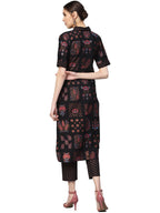 Ahalyaa Black Poly Crepe Pathani Kurta Set | Grocsy