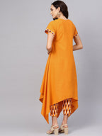 Ahalyaa Mustard Solid Kimono Style Cotton Kurta Set | Grocsy