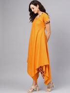 Ahalyaa Mustard Solid Kimono Style Cotton Kurta Set | Grocsy