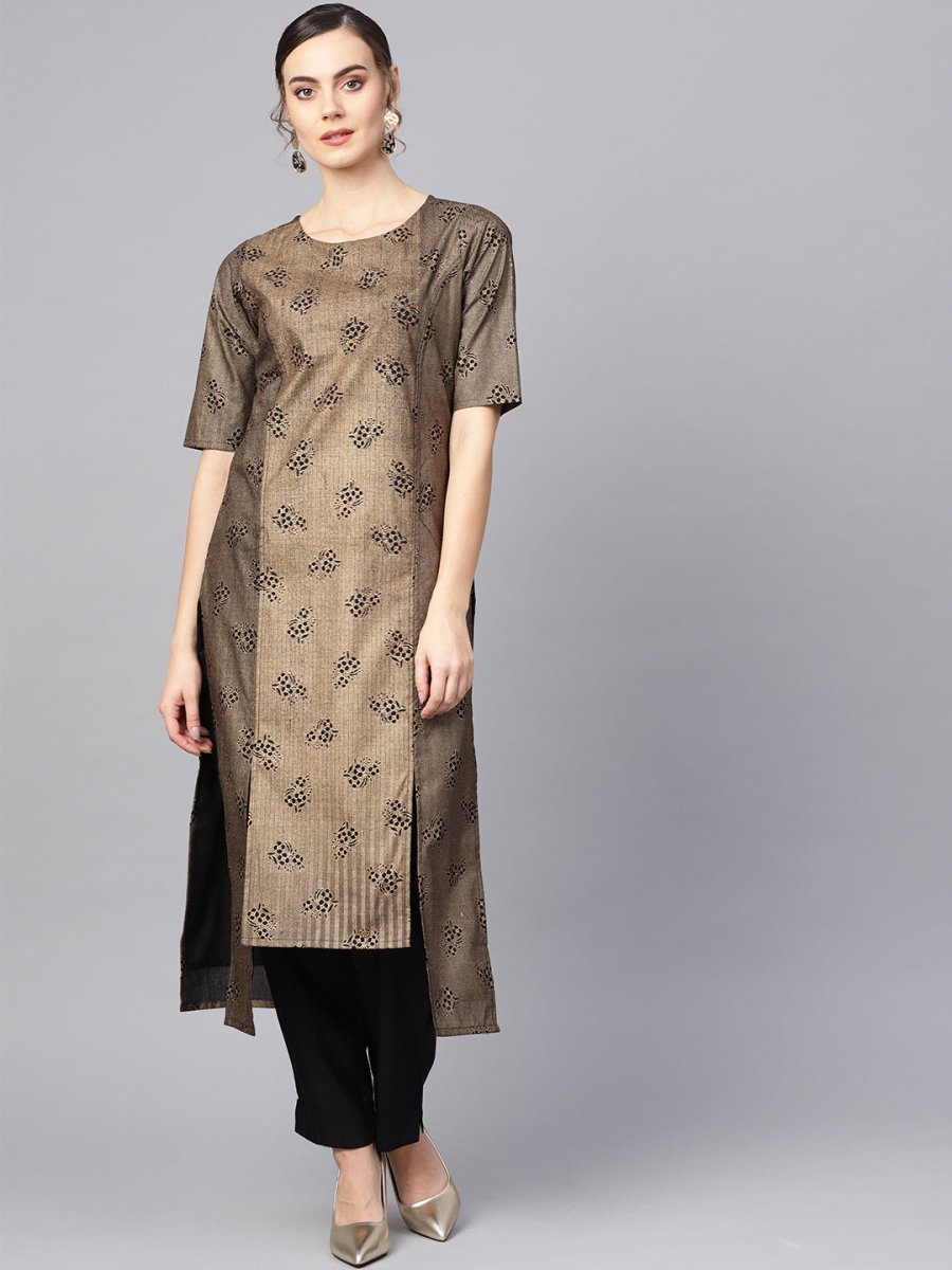 Ahalyaa Printed High Low Hem Kurta with Trouser | Grocsy