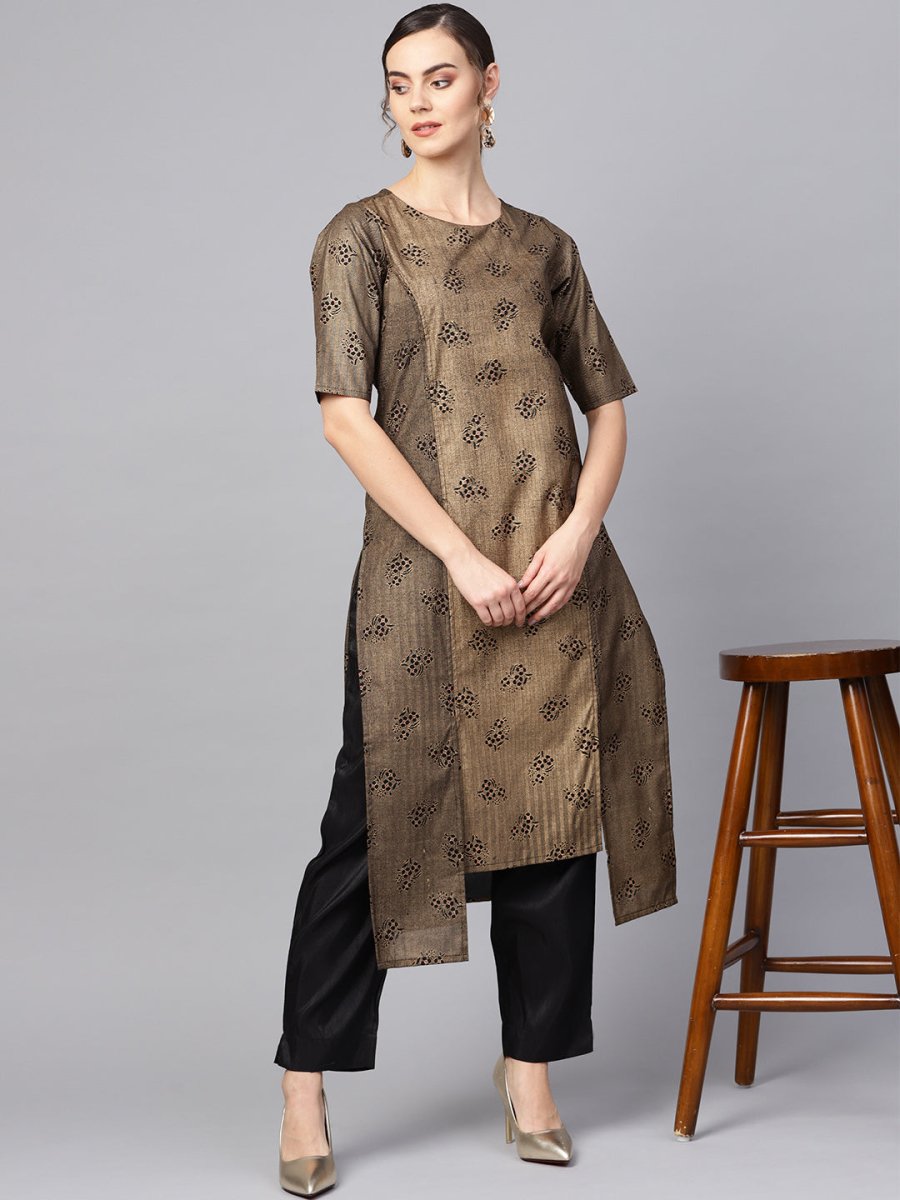 Ahalyaa Printed High Low Hem Kurta with Trouser | Grocsy