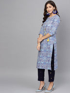 Ahalyaa Blue Straight Kurta with Pant | Grocsy