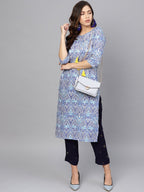 Ahalyaa Blue Straight Kurta with Pant | Grocsy