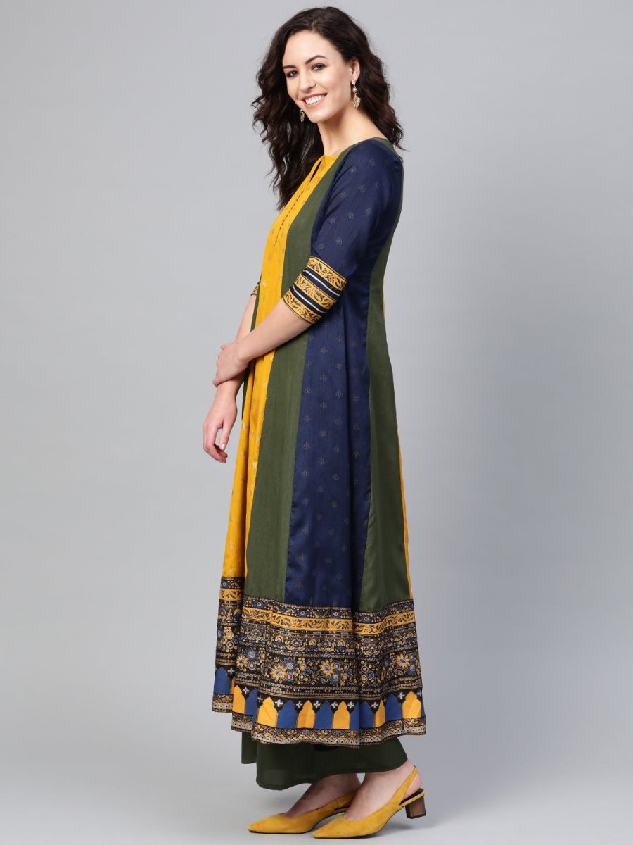 Ahalyaa Pleated Kurta with Palazzo Set | Grocsy