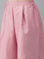 Ahalyaa Women Pink & Yellow Colourblocked Kurta with Palazzos | Grocsy