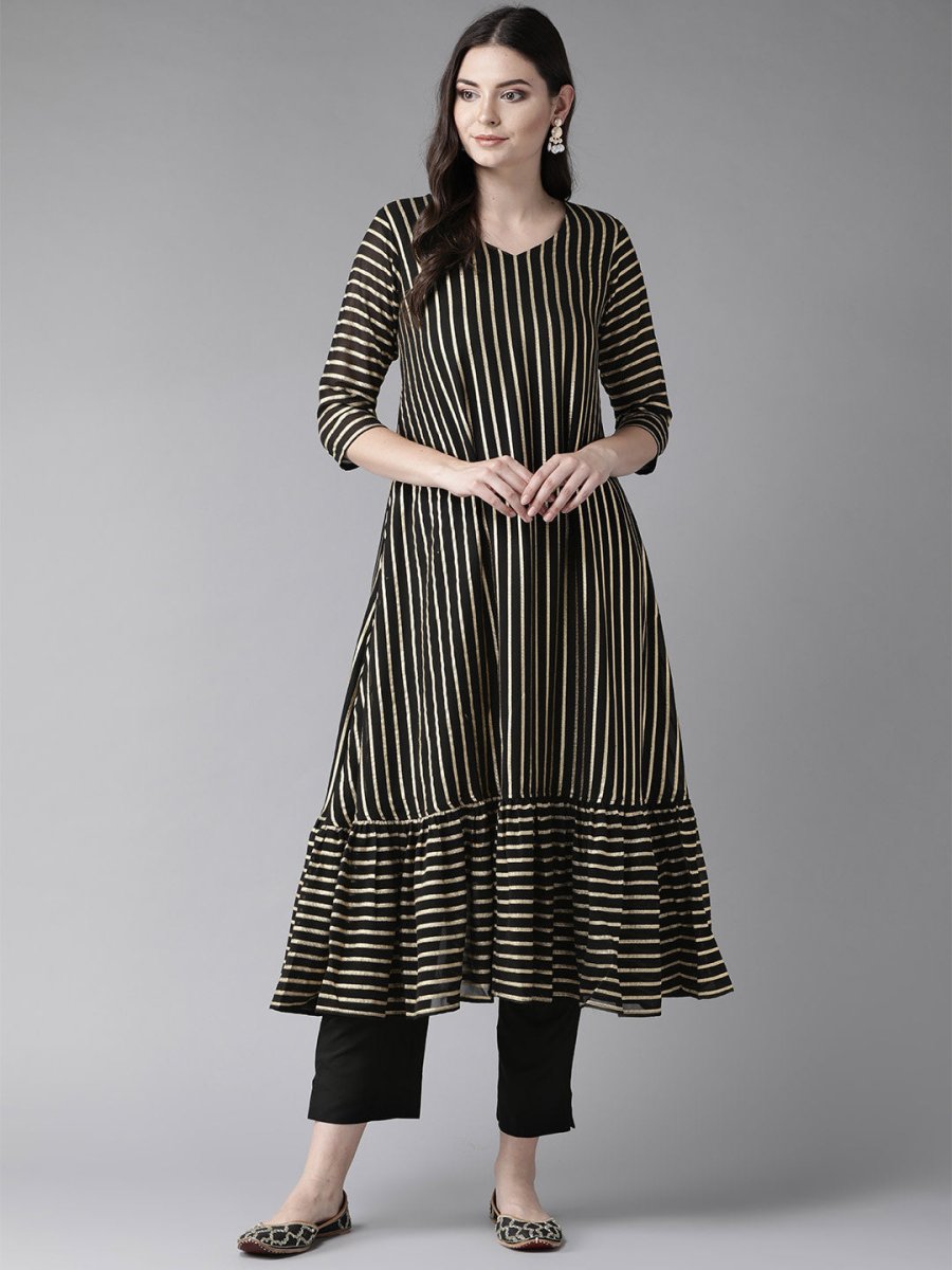 Ahalyaa Black Kurta with Trouser | Grocsy
