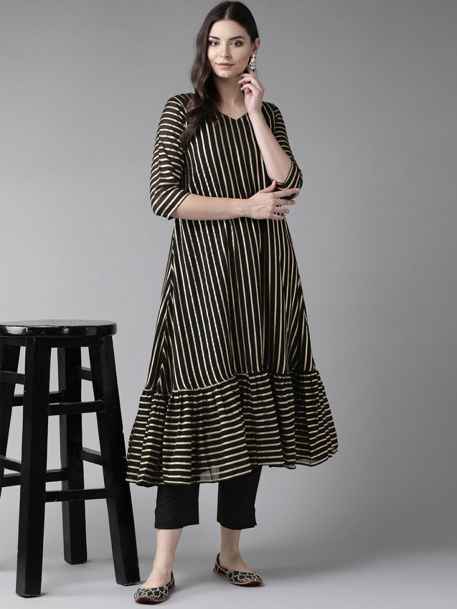 Ahalyaa Black Kurta with Trouser | Grocsy