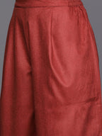 Ahalyaa Women Maroon Printed Gotta Patti Velvet Kurta with Palazzos & With Dupatta | Grocsy