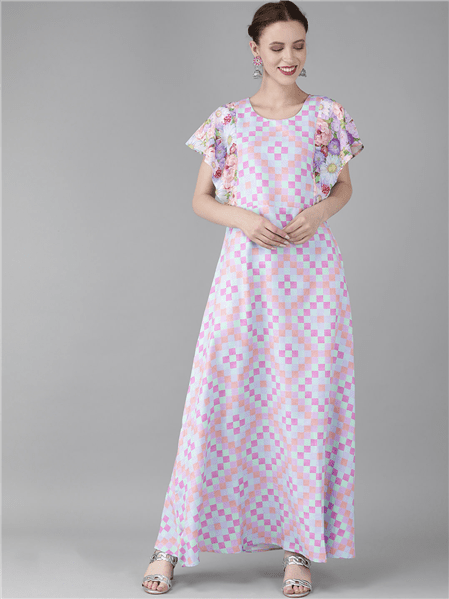 Ahalyaa Printed Long A- Line Kurta | Grocsy