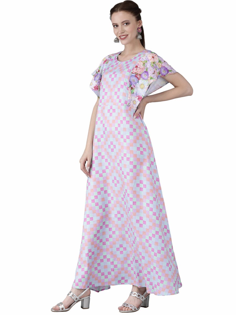 Ahalyaa Printed Long A- Line Kurta | Grocsy