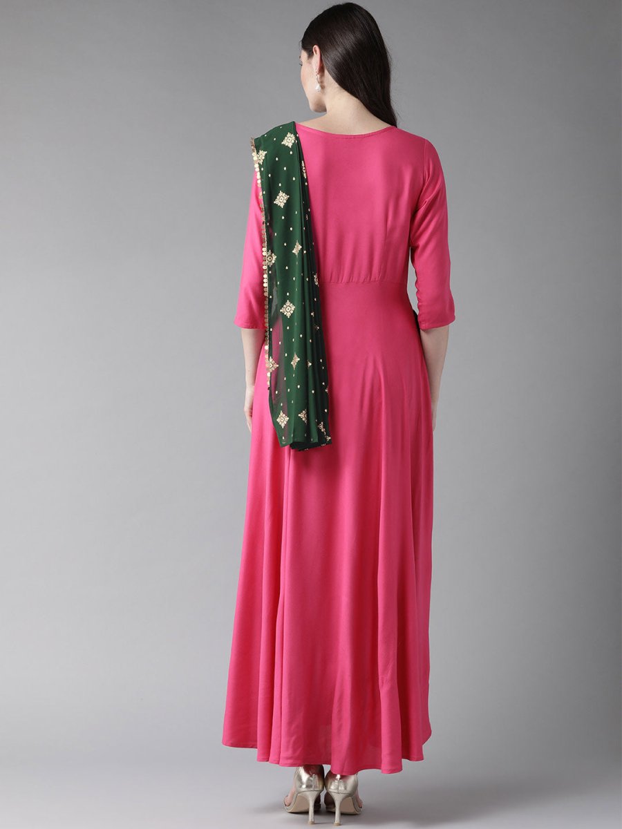 Ahalyaa Dark Pink Women's Gown | Grocsy
