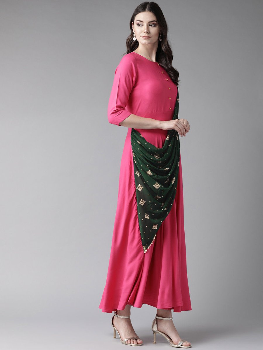 Ahalyaa Dark Pink Women's Gown | Grocsy