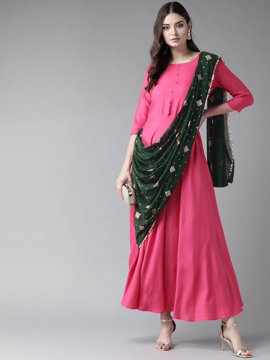 Ahalyaa Dark Pink Women's Gown | Grocsy