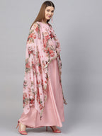 Ahalyaa Women Pink Floral A Line Fusion Dresses | Grocsy